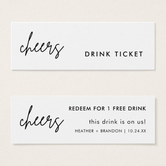 ミニマリストチケット結婚バーカード (正面&裏面)