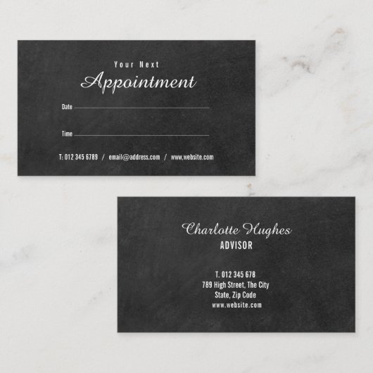 ミニマリストチャルクボードアポイントメントカード 名刺 (正面/裏面)
