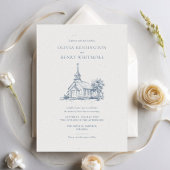 ミニマリストチャーチクラシックーヴェンチ結婚スケッチ 招待状