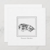 ミニマリストチョーク&チャコールキャットスケッチ ノートカード (正面/裏面)