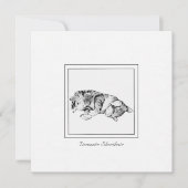 ミニマリストチョーク&チャコールキャットスケッチ ノートカード (正面)