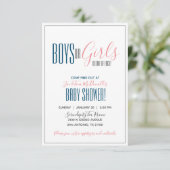 ミニマリストツインジェンダーリビールシャワーネイビー&サンゴ 招待状 (スタンド正面)