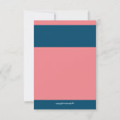 ミニマリストツインジェンダーリビールシャワーネイビー&サンゴ 招待状 (裏面)