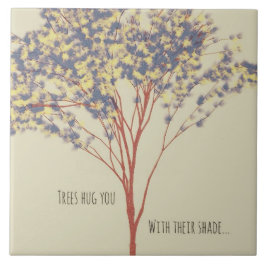 ミニマリストツリーアートと引用文セラミックタイル タイル