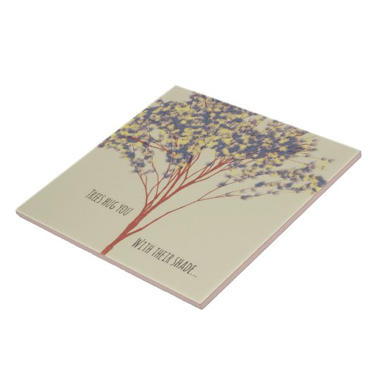 ミニマリストツリーアートと引用文セラミックタイル タイル (側面)