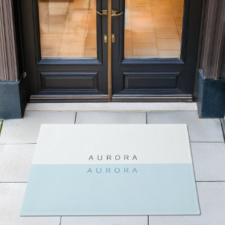 ミニマリストツートーンブルーウェルカムドアマット ドアマット