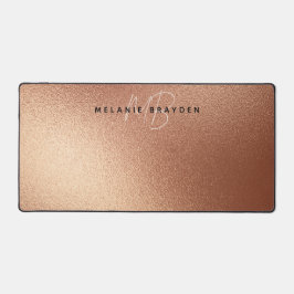 ミニマリストツーモノグラムバラフェイクゴールドフォイル デスクマット