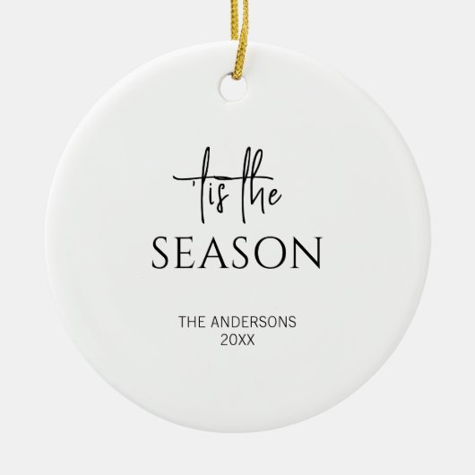 ミニマリストティザシーズンクリスマスホリデー セラミックオーナメント (正面)