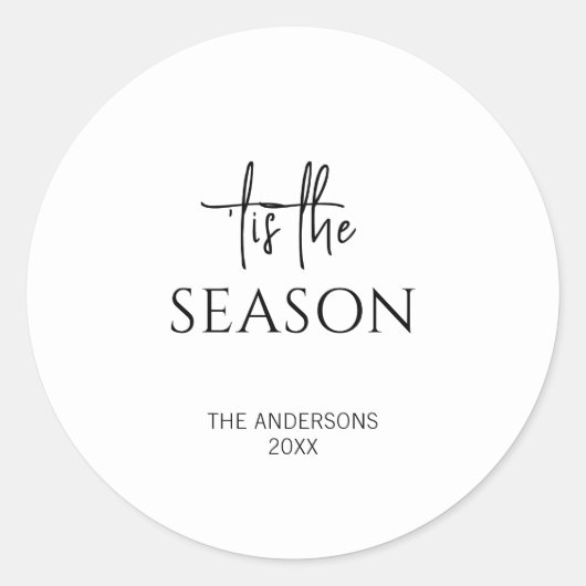 ミニマリストティザシーズンクリスマスホリデー ラウンドシール (正面)