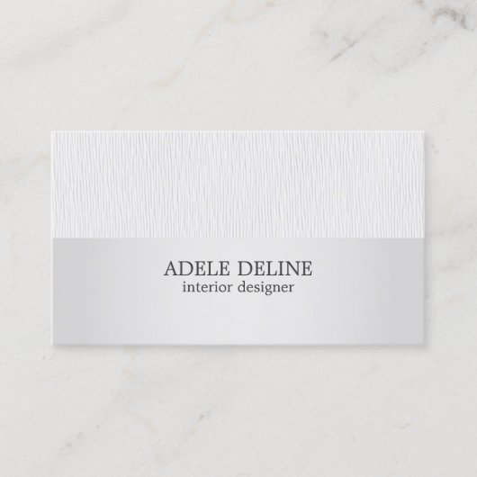 ミニマリストテクスチャグレーシルバーインテリアデザイナー 名刺 (正面)
