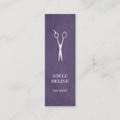ミニマリストテクスチャパープルシザー美容師 スキニー名刺 (正面)