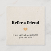 ミニマリストテクスチャベージュナチュラル金ゴールドハートサロン 紹介カード (正面)