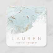 ミニマリストテクスチャルブルー金ゴールド名刺 スクエア名刺 (正面)