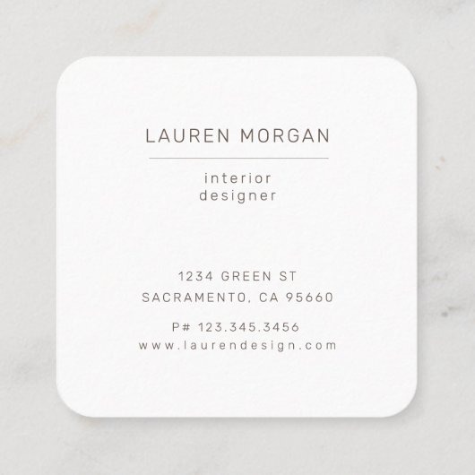 ミニマリストテクスチャルブルー金ゴールド名刺 スクエア名刺 (裏面)