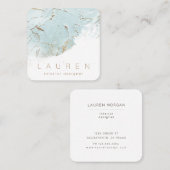 ミニマリストテクスチャルブルー金ゴールド名刺 スクエア名刺 (正面/裏面)