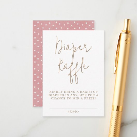 ミニマリストテディベアおむつラッフルベビーシャワー エンクロージャーカード (正面/裏面インサイチュ)