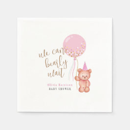 ミニマリストテディベアピンクバルーンベビーシャワー スタンダードカクテルナプキン