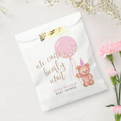 ミニマリストテディベアピンクバルーンベビーシャワー フェイバーバッグ (封をした状態)
