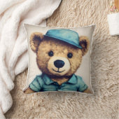 ミニマリストテディベアプリント装飾用クッション クッション (ブランケット)