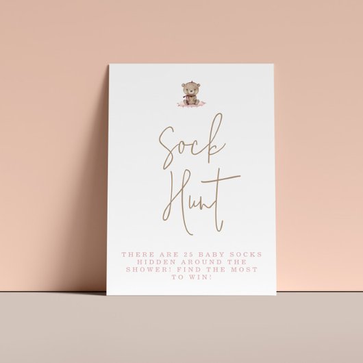 ミニマリストテディベアベビーシャワーソックス狩り ポスター