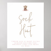ミニマリストテディベアベビーシャワーソックス狩り ポスター (正面)