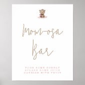 ミニマリストテディベアベビーシャワーモモモザバー ポスター (正面)