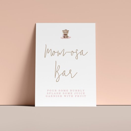 ミニマリストテディベアベビーシャワーモモモザバー ポスター