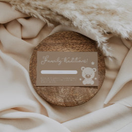 ミニマリストテディベア家族伝統ベビーシャワー エンクロージャーカード