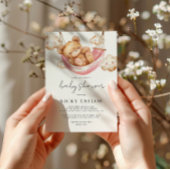 ミニマリストテディベア睡眠雲ベビーシャワー 招待状