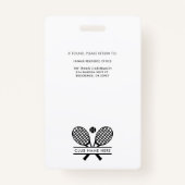 ミニマリストテニスクラブ名従業員IDカスタム バッジ (裏面)