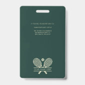 ミニマリストテニスクラブ名従業員IDカスタム バッジ (裏面)