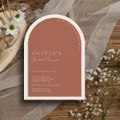 ミニマリストテラコッタアーチフォトブライダルシャワー 招待状
