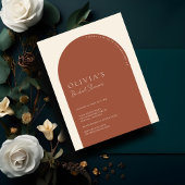 ミニマリストテラコッタアーチフォトブライダルシャワー 招待状