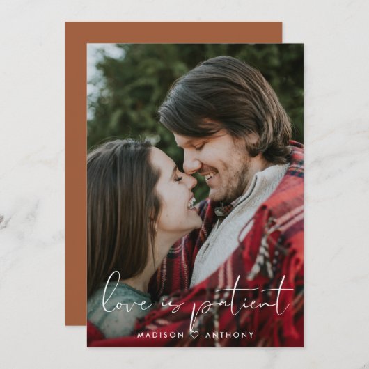 ミニマリストテラコッタウェディング延期写真 案内状 (正面/裏面)