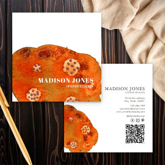 ミニマリストテラコッタウォーター色インテリアデザイナー スクエア名刺