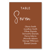 ミニマリストテラコッタエレガントなテーブルナンバーカード テーブルナンバー (正面)