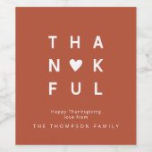 ミニマリストテラコッタサンクスギビングカスタム ワインラベル (シングルラベル)