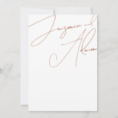 ミニマリストテラコッタスクリプトタイポグラフィ結婚ズ 招待状 (裏面)