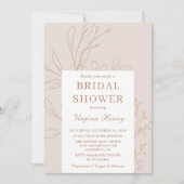 ミニマリストテラコッタフローラエレガントブライダルシャワー 招待状 (正面)