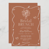 ミニマリストテラコッタフローラボホブライダルブランチ 招待状 (正面/裏面)