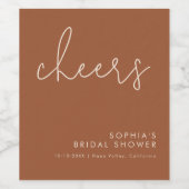 ミニマリストテラコッタブライダルシャワー ワインラベル (シングルラベル)