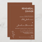 ミニマリストテラコッタボヘミアンリハーサルディナー 招待状 (正面/裏面)