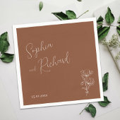 ミニマリストテラコッタボホボタニカル結婚ズ スタンダードカクテルナプキン