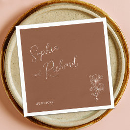 ミニマリストテラコッタボホボタニカル結婚ズ スタンダードカクテルナプキン