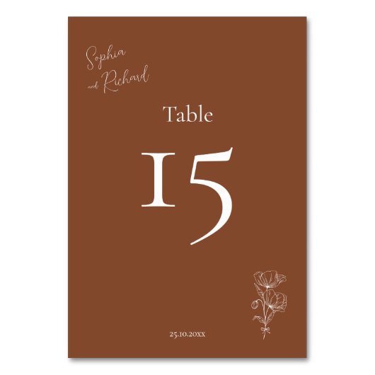ミニマリストテラコッタボホボタニカル結婚ズ テーブルナンバー (正面)
