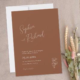 ミニマリストテラコッタボホボタニカル結婚ズ 招待状