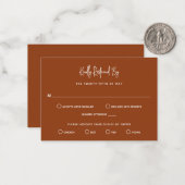 ミニマリストテラコッタミニモダンウェディングRSVP ノートカード (正面/裏面インサイチュ)
