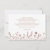 ミニマリストテラコッタワイルドフラワーブライダルシャワー サンキューカード (裏面)