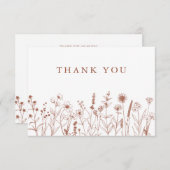 ミニマリストテラコッタワイルドフラワーブライダルシャワー サンキューカード (正面/裏面)
