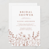 ミニマリストテラコッタワイルドフラワーブライダルシャワー 招待状 (正面/裏面)